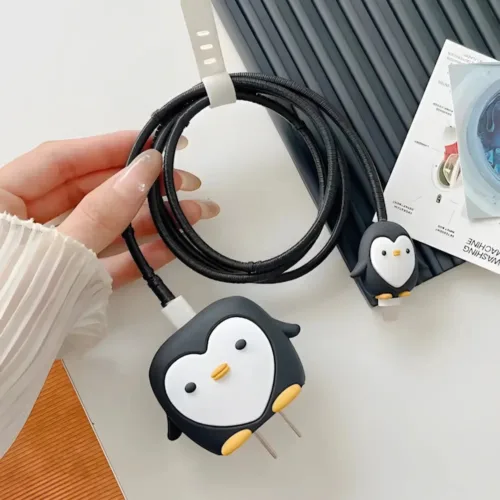 Black Pretty Penguin Charger Case & Cable Protector (18W/20W)