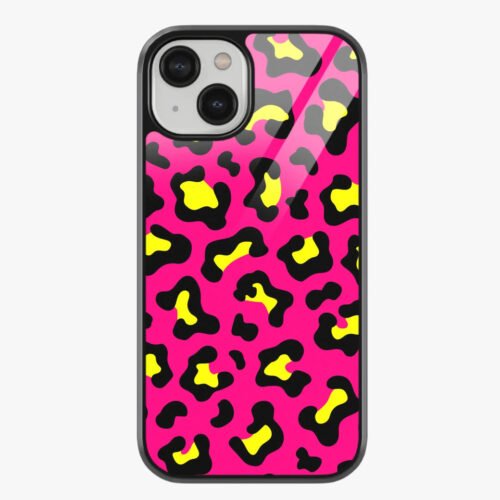 Bright Pink Leopard Print Metal Case for iPhone 14 Plus