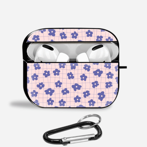 Purple Retro Flower Airpods Glass Case