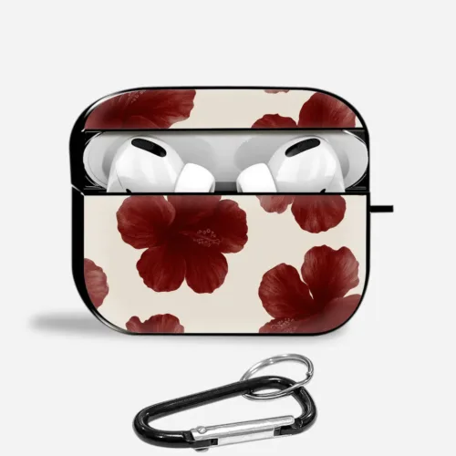 Scarlet Hibiscus Aipods Glass Case