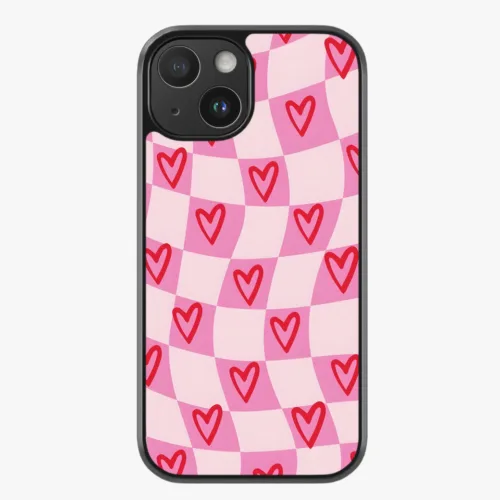 Soft Peach Checkered Hybrid Matte Case