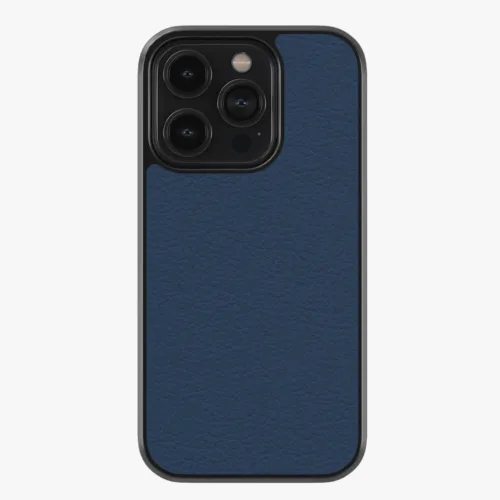 Solid Navy Blue Premium Leather Phone Case