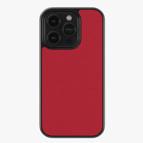 Solid Red Premium Leather Phone Case